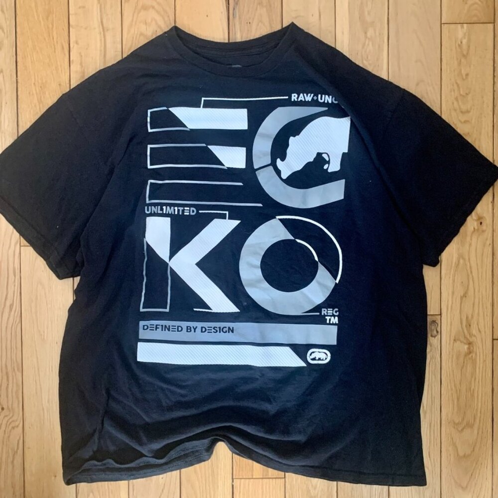 Vintage Y2K Ecko Unltd unlimited shirt 2XL Black Men's Skating Surfing Biking